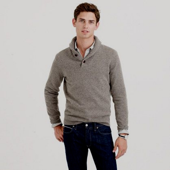 J. Crew Other - J.Crew 100% Lambswool Shawl Collar Sweater Men's size Medium gray wool sweater